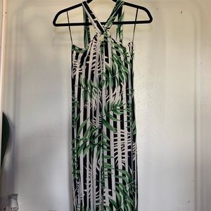 Palm print jump suit